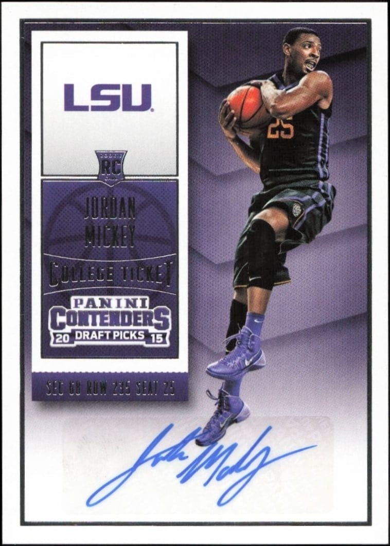 Jordan Mickey 2015-16 Panini Contenders Draft Picks #120 Basketball Trading Card - Front 2015-16 Panini Contenders Draft Picks Jordan Mickey #120 basketball trading card front