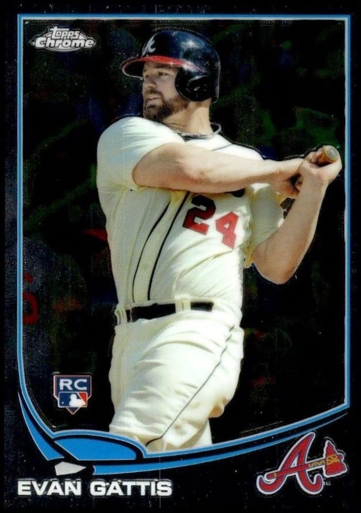 Evan Gattis 2013 Topps Chrome #148 Baseball Trading Card - Front 2013 Topps Chrome Evan Gattis #148 baseball trading card front