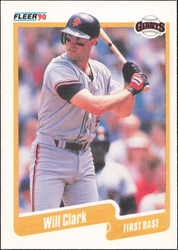 Will Clark 1990 Fleer #54 Baseball Trading Card - Front 1990 Fleer Will Clark #54 baseball trading card front