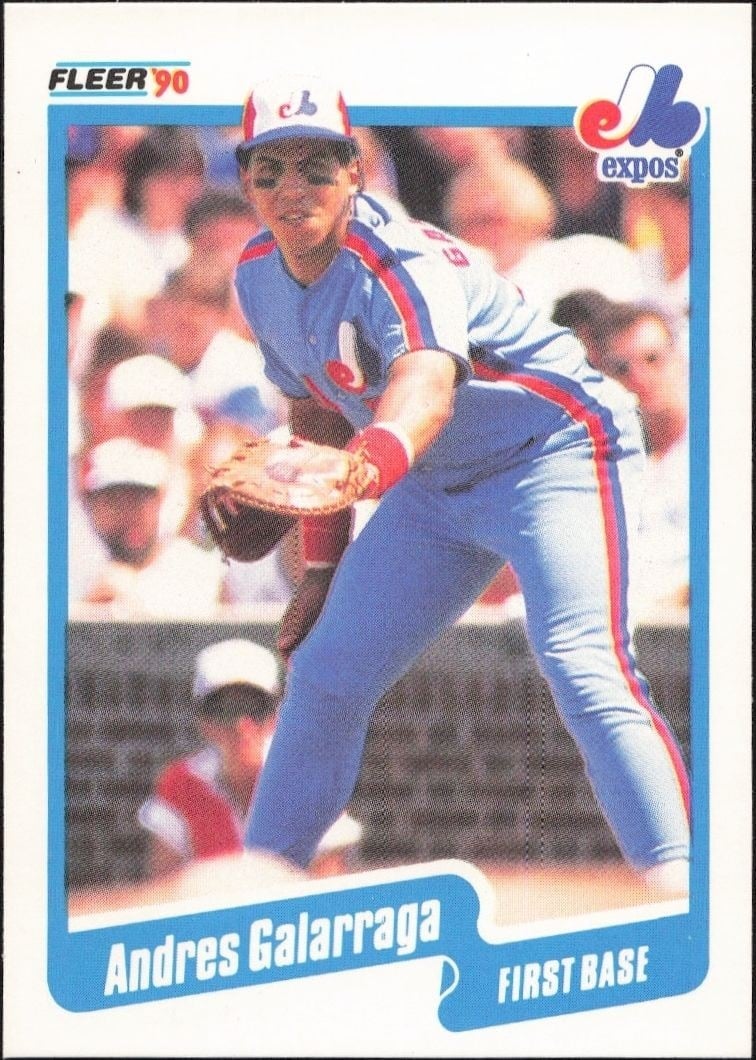 Andres Galarraga 1990 Fleer #345 Baseball Trading Card - Front 1990 Fleer Andres Galarraga #345 baseball trading card front