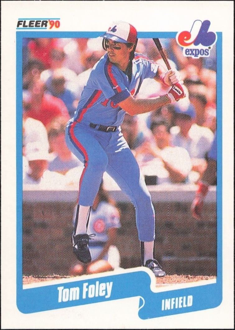 Tom Foley 1990 Fleer #344 Baseball Trading Card - Front 1990 Fleer Tom Foley #344 baseball trading card front