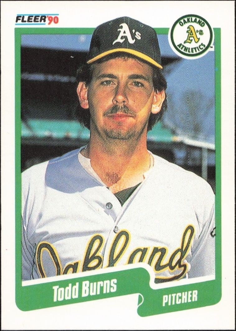 Todd Burns 1990 Fleer #2 Baseball Trading Card - Front 1990 Fleer Todd Burns #2 baseball trading card front