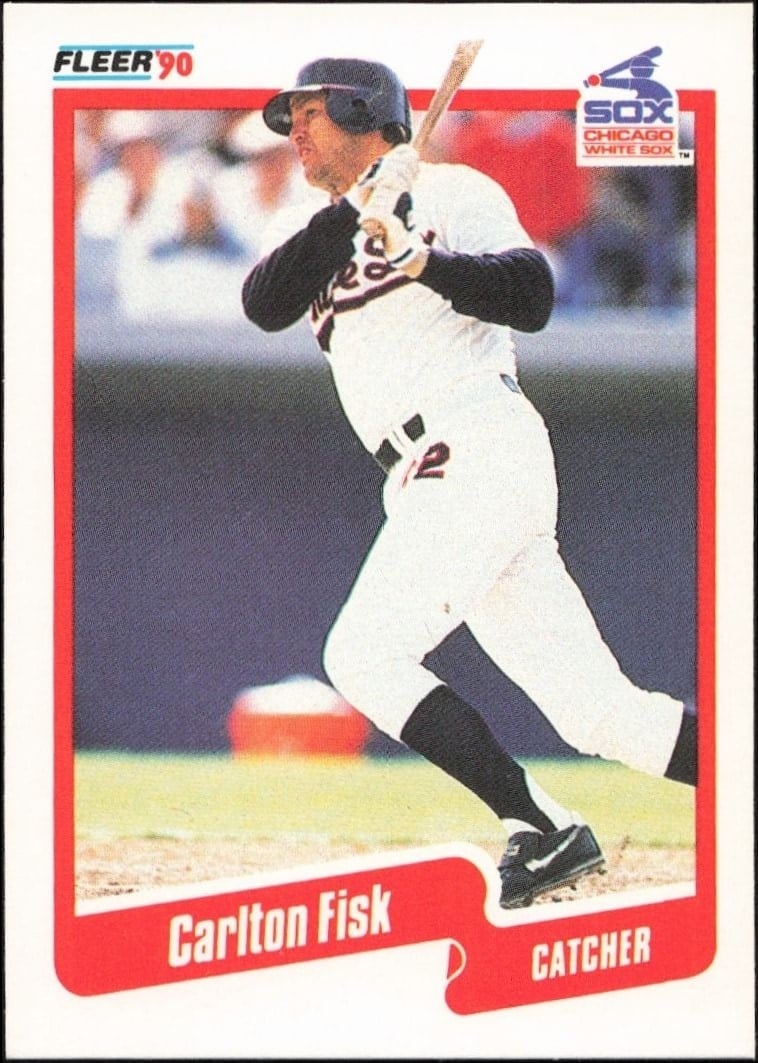 Carlton Fisk 1990 Fleer #530 Baseball Trading Card - Front 1990 Fleer Carlton Fisk #530 baseball trading card front