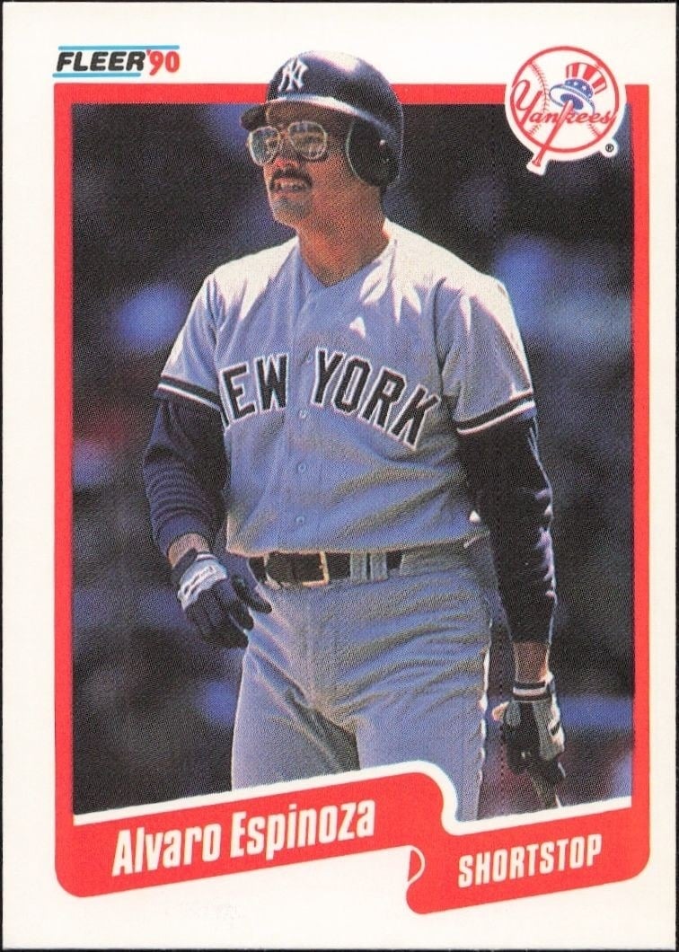 Alvaro Espinoza 1990 Fleer #441 Baseball Trading Card - Front 1990 Fleer Alvaro Espinoza #441 baseball trading card front