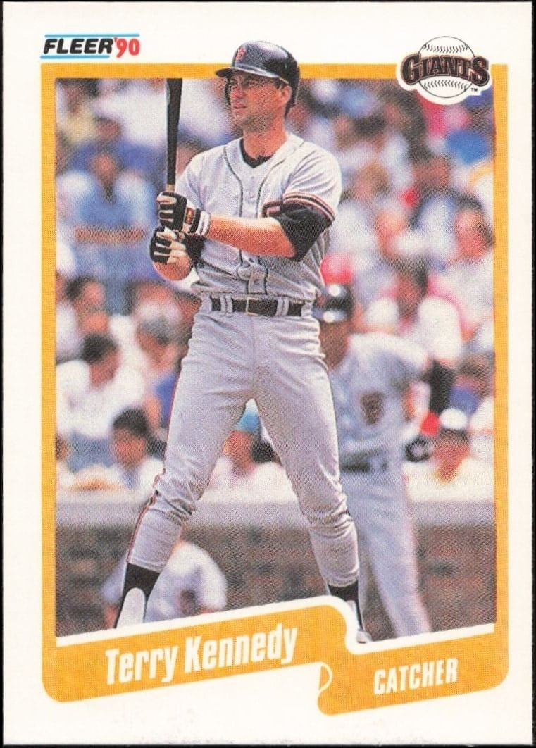 Terry Kennedy 1990 Fleer #58 Baseball Trading Card - Front 1990 Fleer Terry Kennedy #58 baseball trading card front
