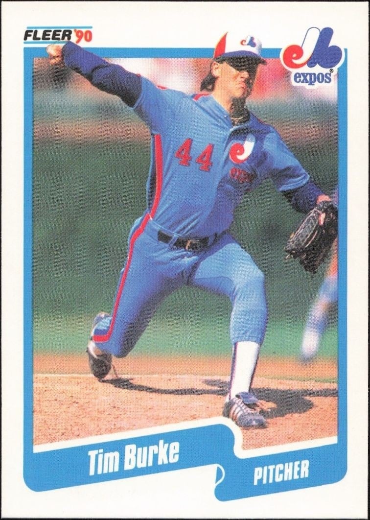 Tim Burke 1990 Fleer #342 Baseball Trading Card - Front 1990 Fleer Tim Burke #342 baseball trading card front