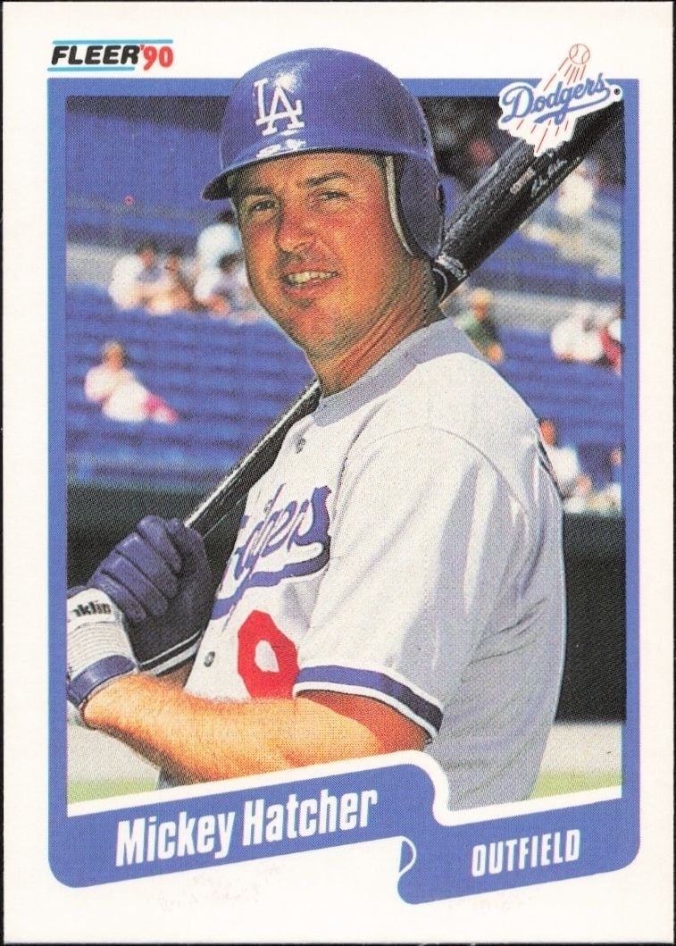 Mickey Hatcher 1990 Fleer #398 Baseball Trading Card - Front 1990 Fleer Mickey Hatcher #398 baseball trading card front