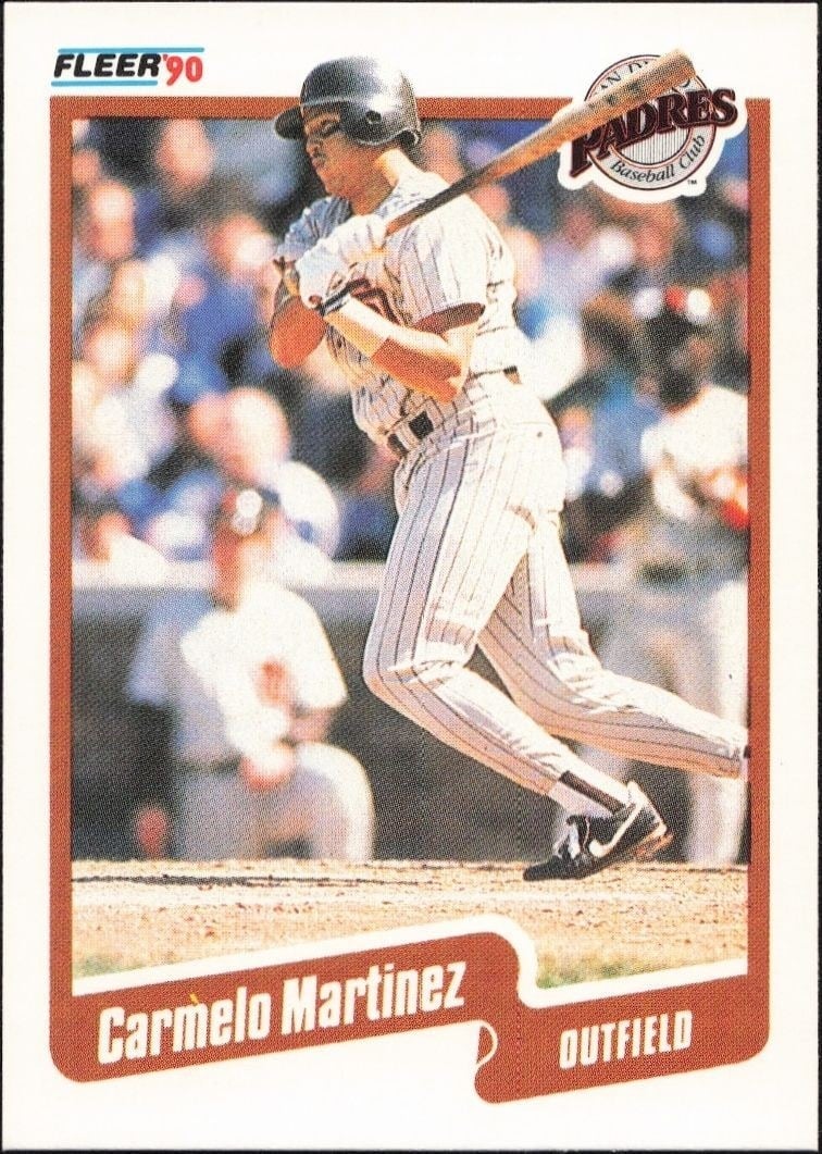 Carmelo Martinez 1990 Fleer #162 Baseball Trading Card - Front 1990 Fleer Carmelo Martinez #162 baseball trading card front