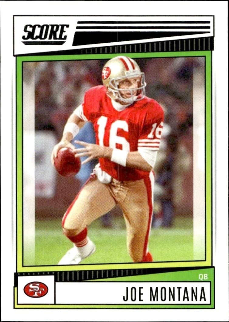 Joe Montana 2022 Panini Score #171 Football Trading Card - Front 2022 Panini Score Joe Montana #171 football trading card front