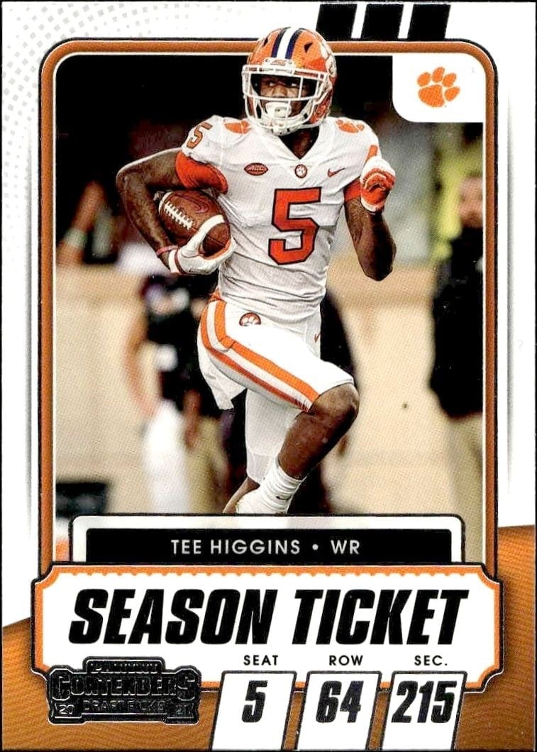 Tee Higgins 2021 Panini Contenders Draft Picks #92 Football Trading Card - Front 2021 Panini Contenders Draft Picks Tee Higgins #92 football trading card front