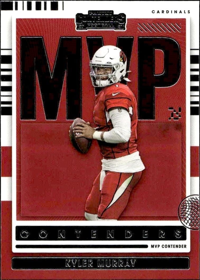 Kyler Murray 2021 Panini Contenders #MVP-KMU Football Trading Card - Front 2021 Panini Contenders Kyler Murray #MVP-KMU football trading card front