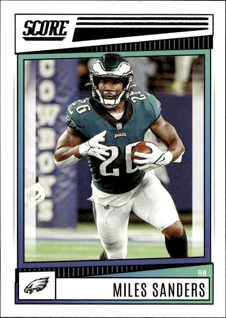 Miles Sanders 2022 Panini Score #245 Football Trading Card - Front 2022 Panini Score Miles Sanders #245 football trading card front