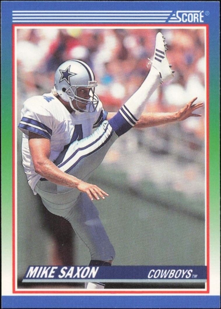 Mike Saxon 1990 Score #379 Football Trading Card - Front 1990 Score Mike Saxon #379 football trading card front