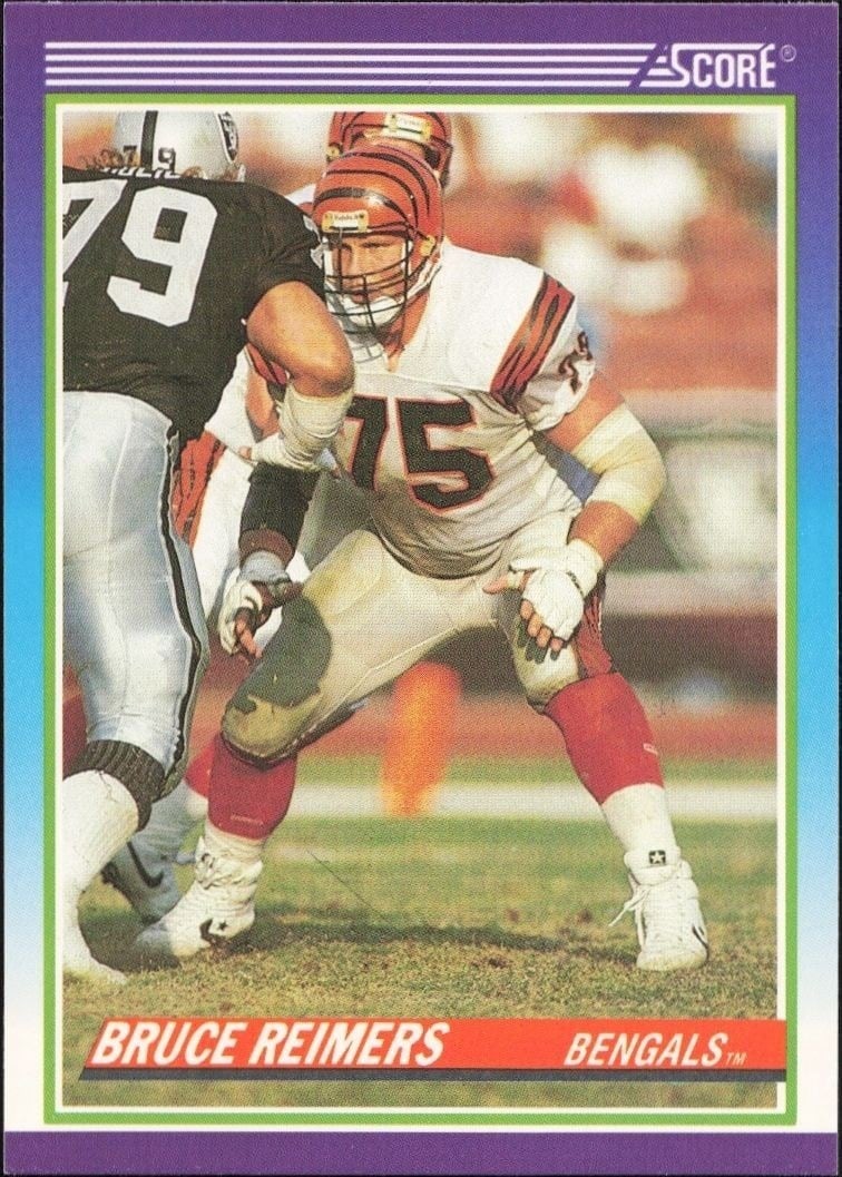 Bruce Reimers 1990 Score #455 Football Trading Card - Front 1990 Score Bruce Reimers #455 football trading card front