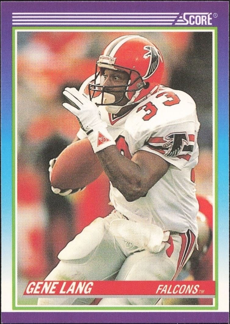 Gene Lang 1990 Score #449 Football Trading Card - Front 1990 Score Gene Lang #449 football trading card front