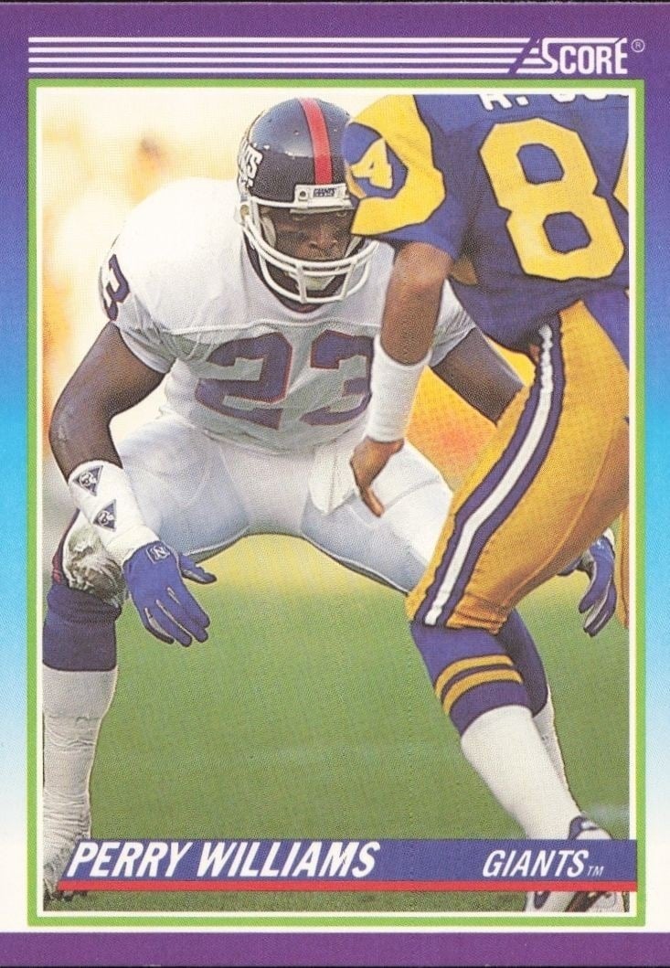 Perry Williams 1990 Score #471 Football Trading Card - Front 1990 Score Perry Williams #471 football trading card front
