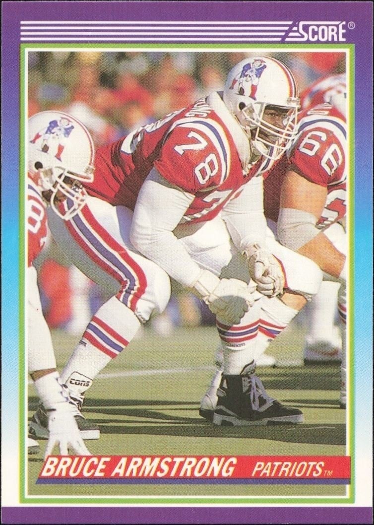 Bruce Armstrong 1990 Score #485 Football Trading Card - Front 1990 Score Bruce Armstrong #485 football trading card front