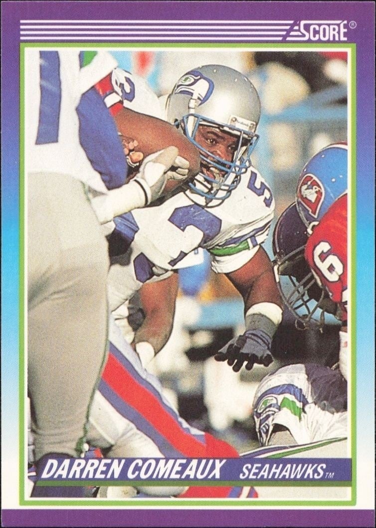 Darren Comeaux 1990 Score #472 Football Trading Card - Front 1990 Score Darren Comeaux #472 football trading card front