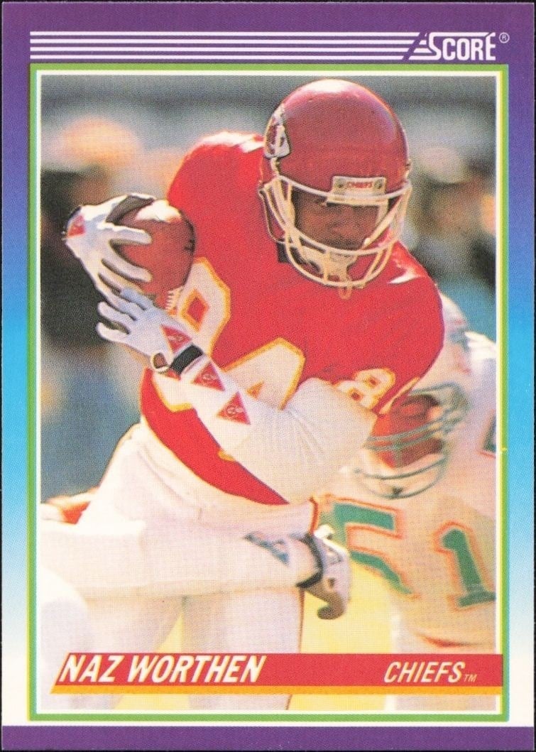 Naz Worthen 1990 Score #476 Football Trading Card - Front 1990 Score Naz Worthen #476 football trading card front