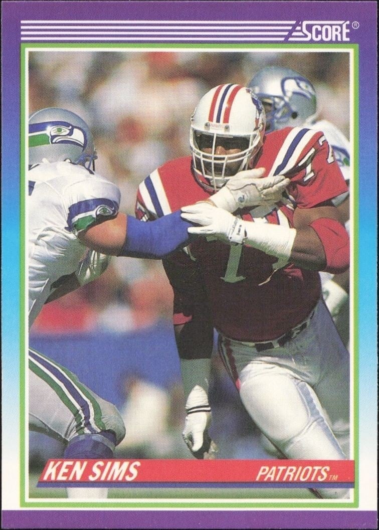 Ken Sims 1990 Score #489 Football Trading Card - Front 1990 Score Ken Sims #489 football trading card front
