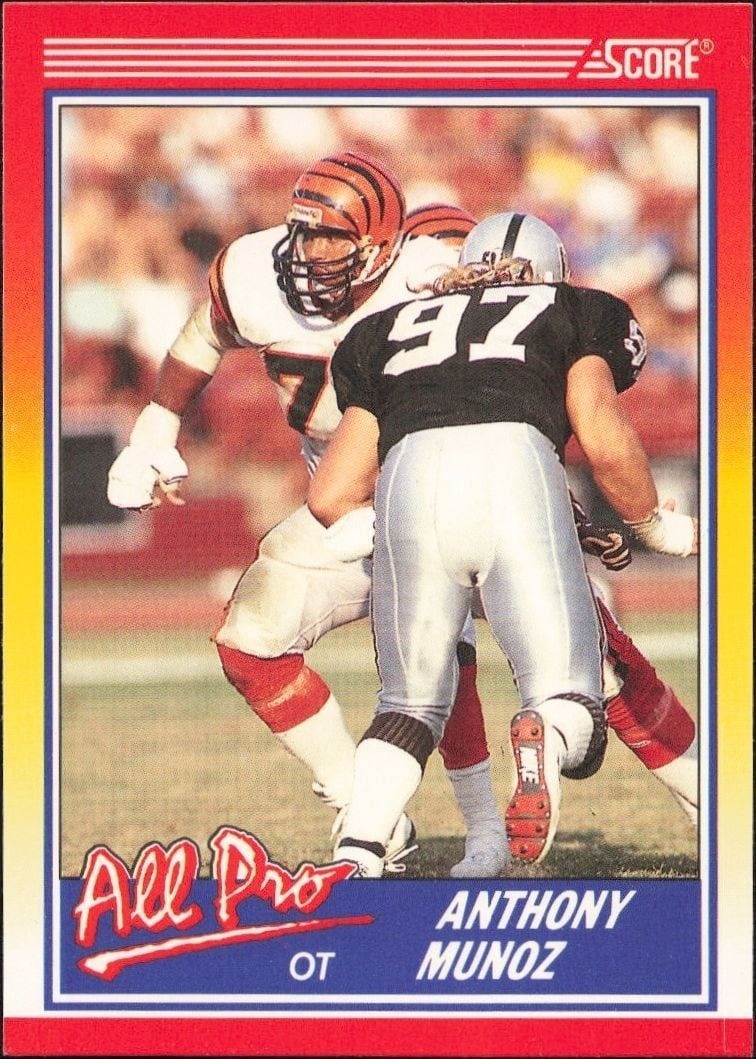 Anthony Munoz 1990 Score #587 Football Trading Card - Front 1990 Score Anthony Munoz #587 football trading card front