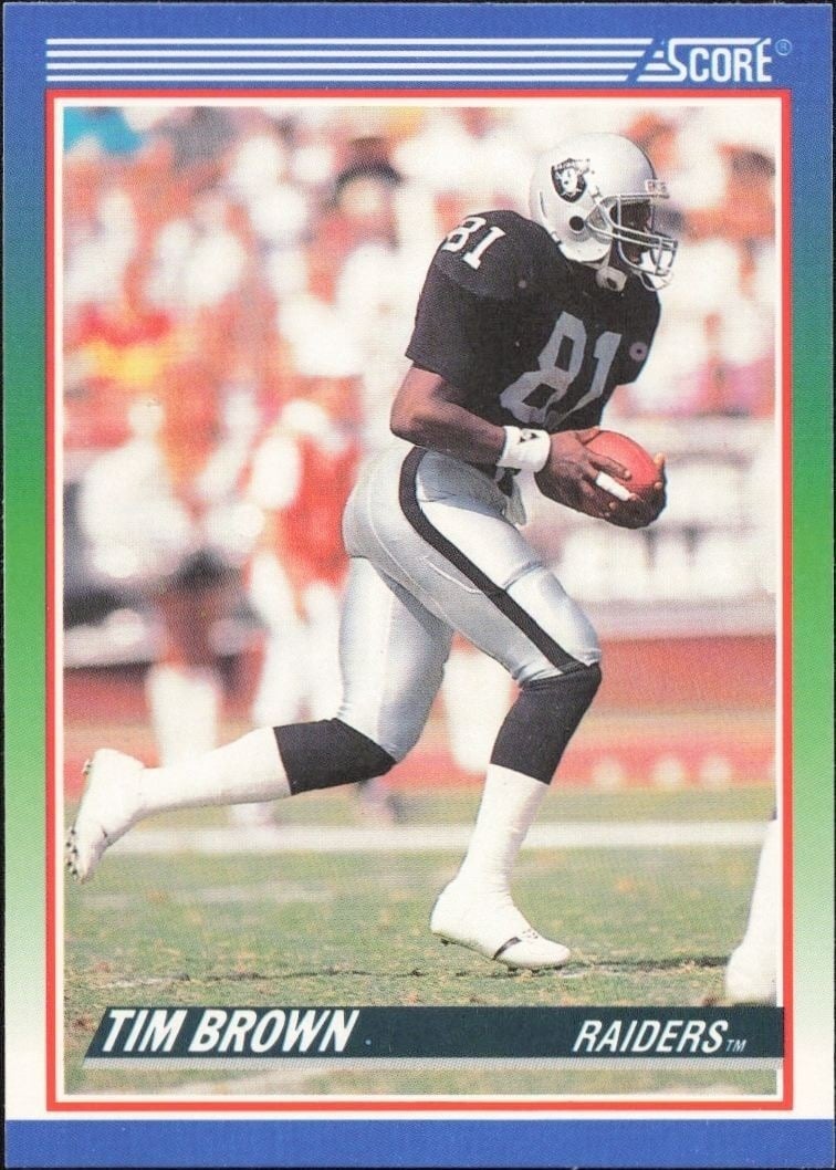 Tim Brown 1990 Score #373 Football Trading Card - Front 1990 Score Tim Brown #373 football trading card front