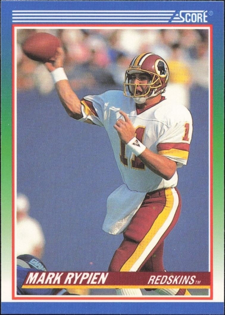 Mark Rypien 1990 Score #350 Football Trading Card - Front 1990 Score Mark Rypien #350 football trading card front