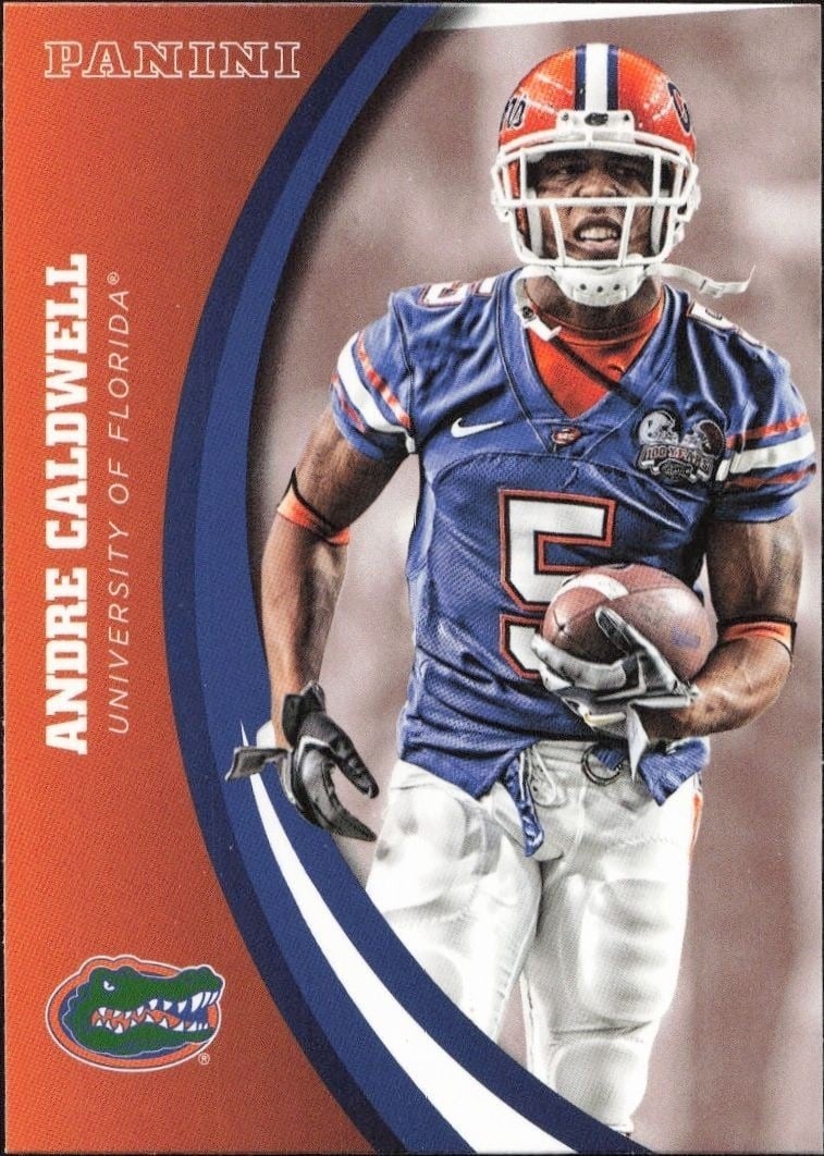 Andre Caldwell 2015 Panini Florida Gators #69 Football Trading Card - Front 2015 Panini Florida Gators Andre Caldwell #69 football trading card front