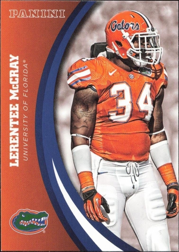 Lerentee McCray 2015 Panini Florida Gators #39 Football Trading Card - Front 2015 Panini Florida Gators Lerentee McCray #39 football trading card front