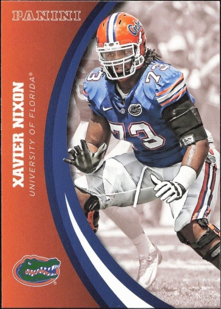 Xavier Nixon 2015 Panini Florida Gators #63 Football Trading Card - Front 2015 Panini Florida Gators Xavier Nixon #63 football trading card front