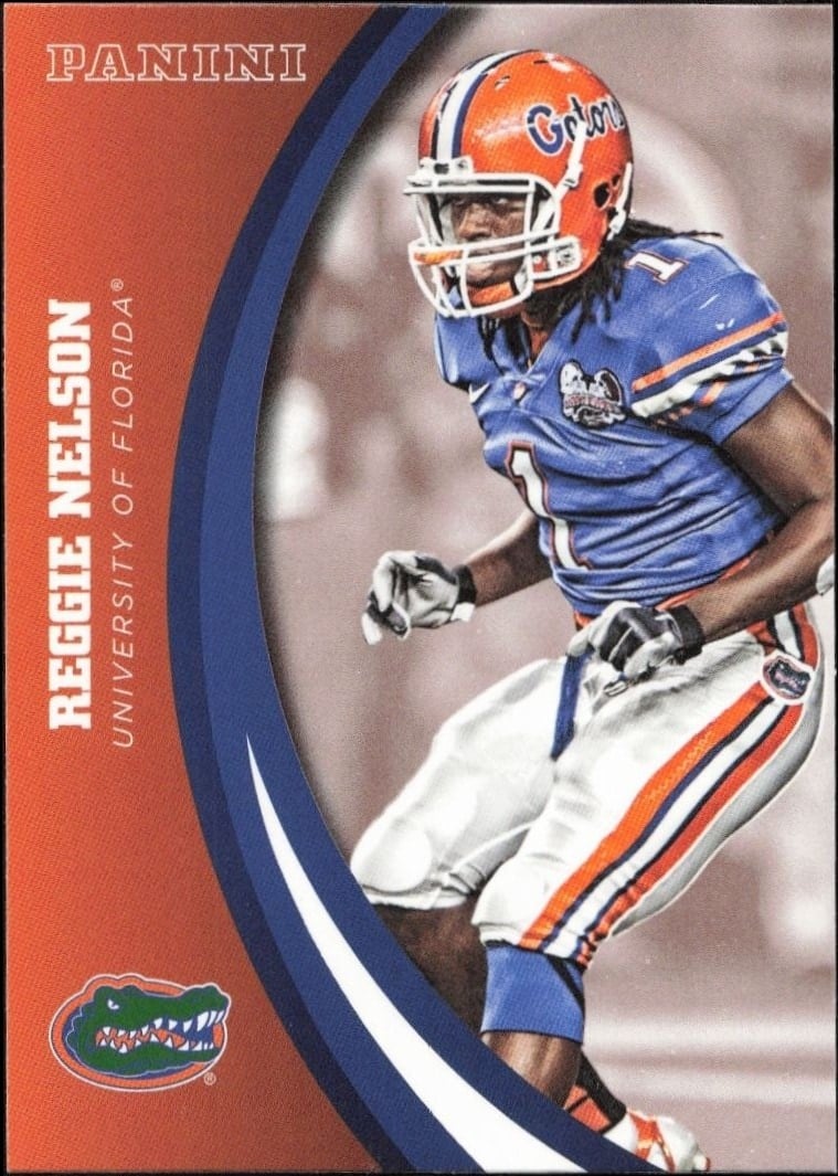 Reggie Nelson 2015 Panini Florida Gators #54 Football Trading Card - Front 2015 Panini Florida Gators Reggie Nelson #54 football trading card front