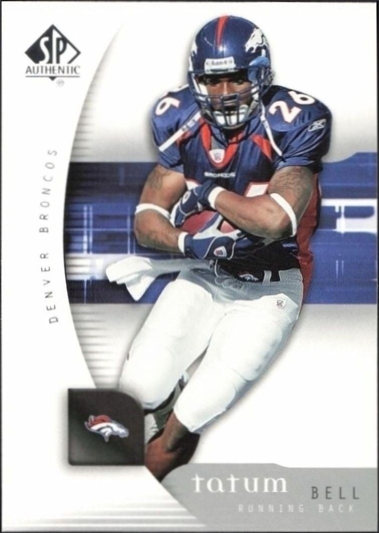 Tatum Bell 2005 Upper Deck SP Authentic #25 Football Trading Card - Front 2005 Upper Deck SP Authentic Tatum Bell #25 football trading card front