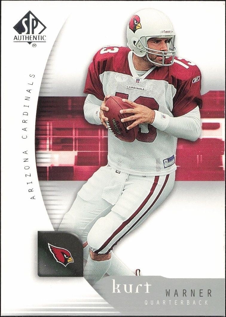 Kurt Warner 2005 Upper Deck SP Authentic #1 Football Trading Card - Front 2005 Upper Deck SP Authentic Kurt Warner #1 football trading card front