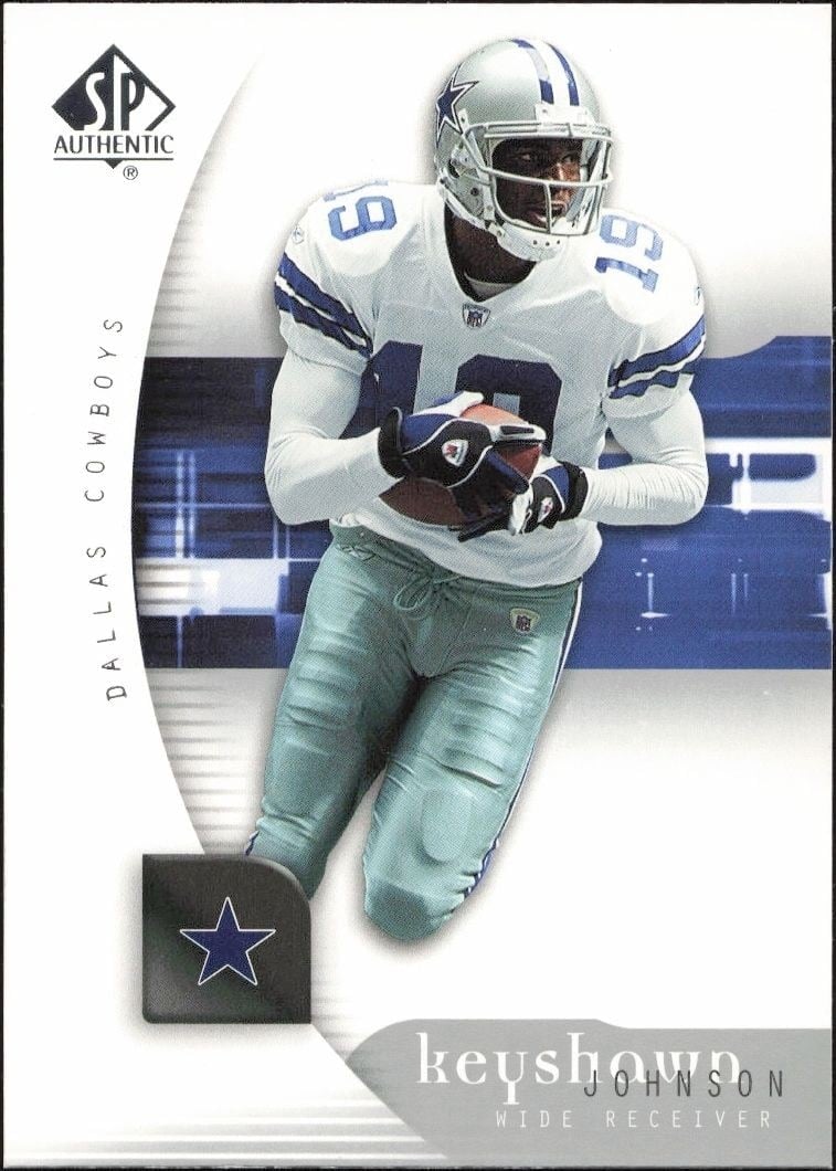 Keyshawn Johnson 2005 Upper Deck SP Authentic #24 Football Trading Card - Front 2005 Upper Deck SP Authentic Keyshawn Johnson #24 football trading card front