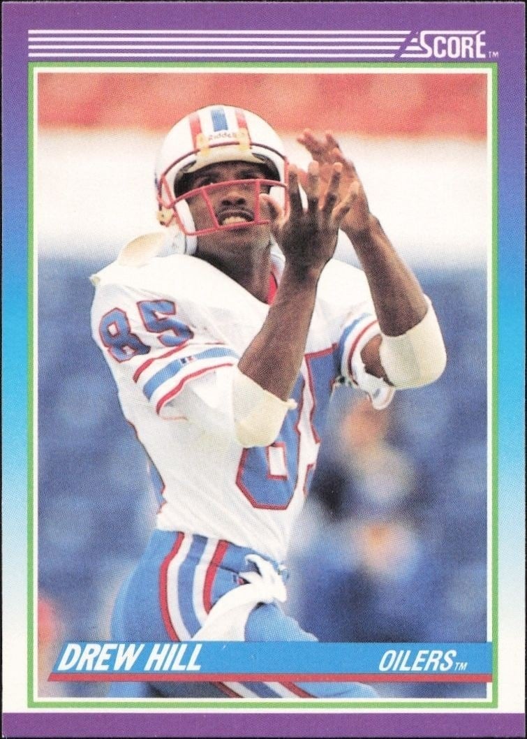 Drew Hill 1990 Score #185 Football Trading Card - Front 1990 Score Drew Hill #185 football trading card front