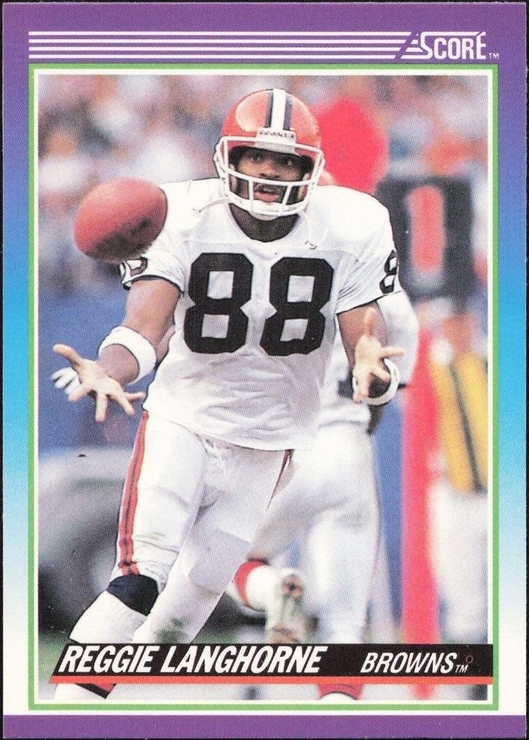 Reggie Langhorne 1990 Score #186 Football Trading Card - Front 1990 Score Reggie Langhorne #186 football trading card front