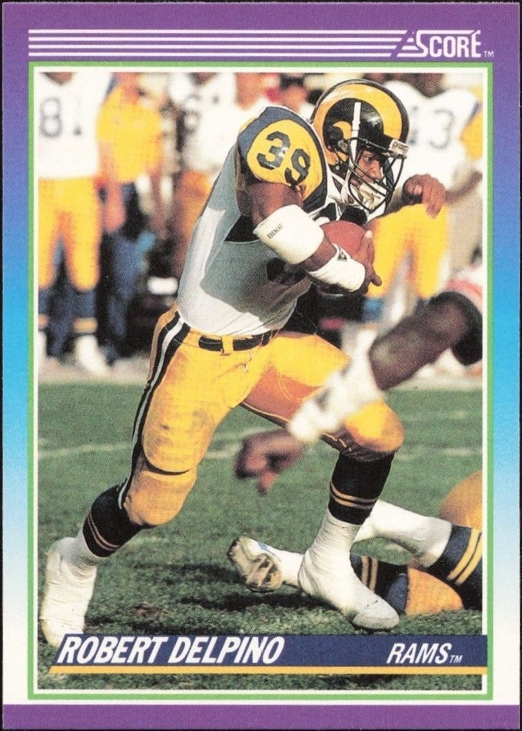 Robert Delpino 1990 Score #184 Football Trading Card - Front 1990 Score Robert Delpino #184 football trading card front