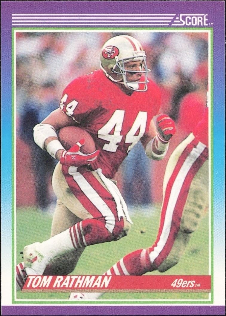 Tom Rathman 1990 Score #188 Football Trading Card - Front 1990 Score Tom Rathman #188 football trading card front