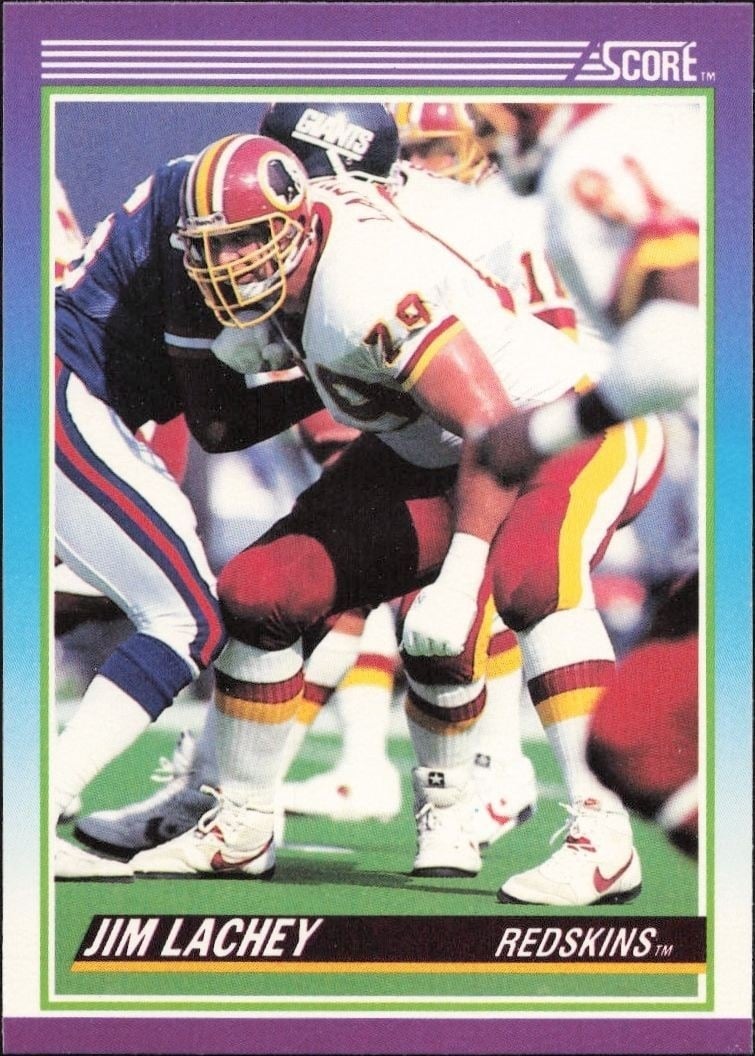 Jim Lachey 1990 Score #202 Football Trading Card - Front 1990 Score Jim Lachey #202 football trading card front