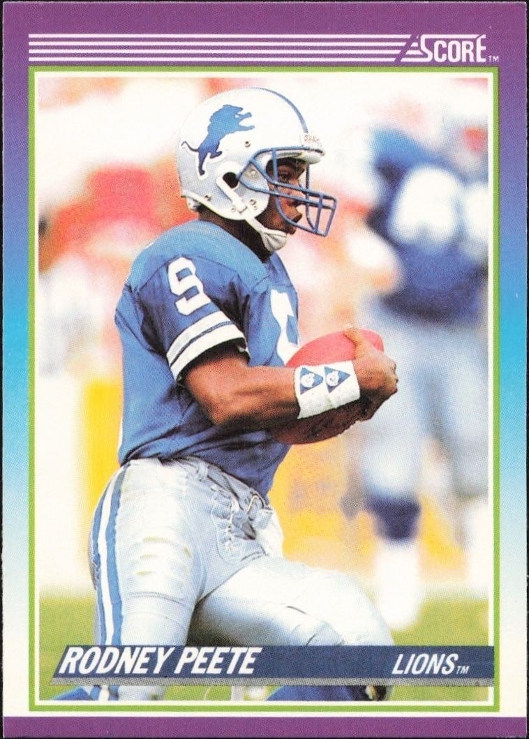 Rodney Peete 1990 Score #219 Football Trading Card - Front 1990 Score Rodney Peete #219 football trading card front