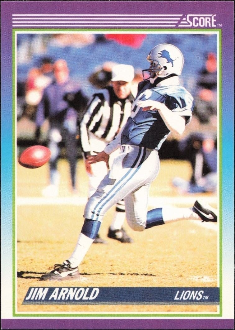 Jim Arnold 1990 Score #216 Football Trading Card - Front 1990 Score Jim Arnold #216 football trading card front