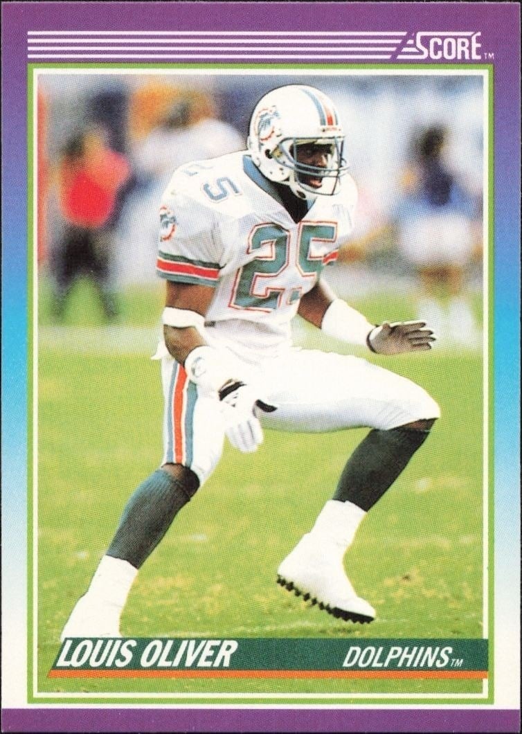 Louis Oliver 1990 Score #215 Football Trading Card - Front 1990 Score Louis Oliver #215 football trading card front