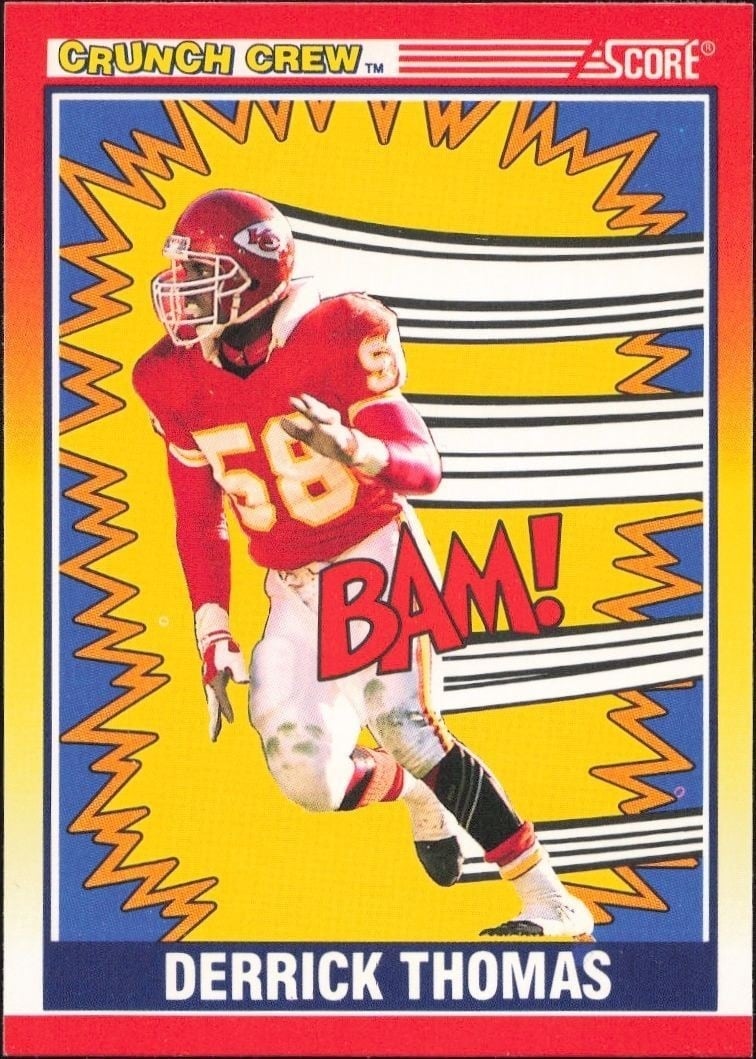 Derrick Thomas 1990 Score #553 Football Trading Card - Front 1990 Score Derrick Thomas #553 football trading card front