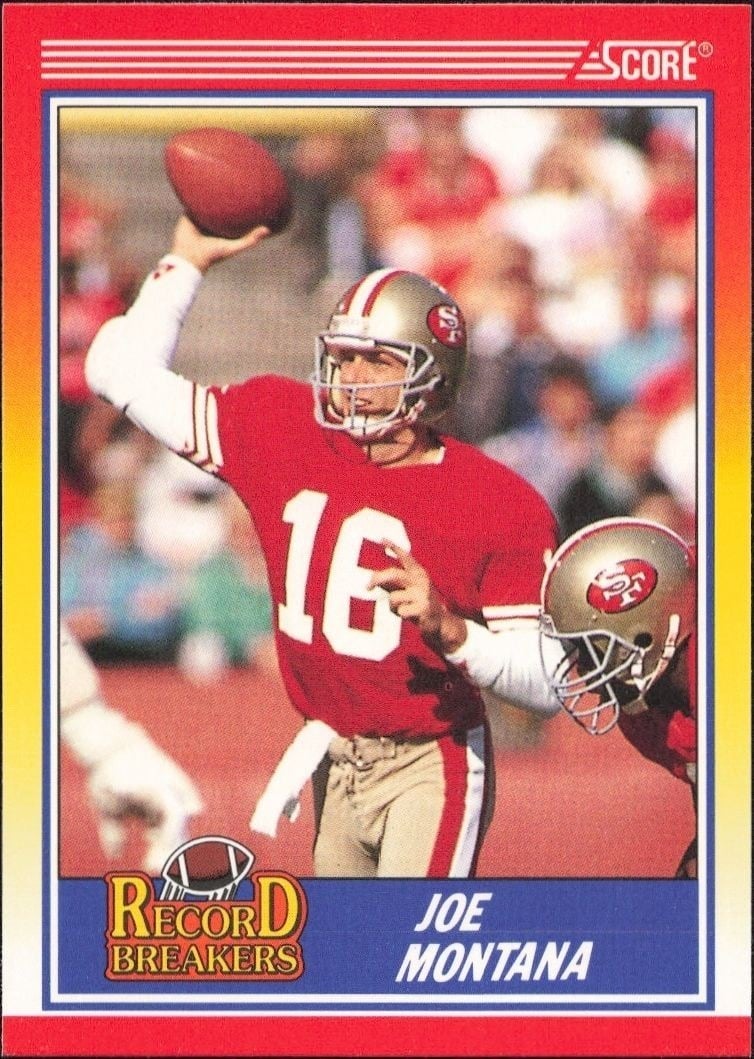 Joe Montana 1990 Score #594 Football Trading Card - Front 1990 Score Joe Montana #594 football trading card front