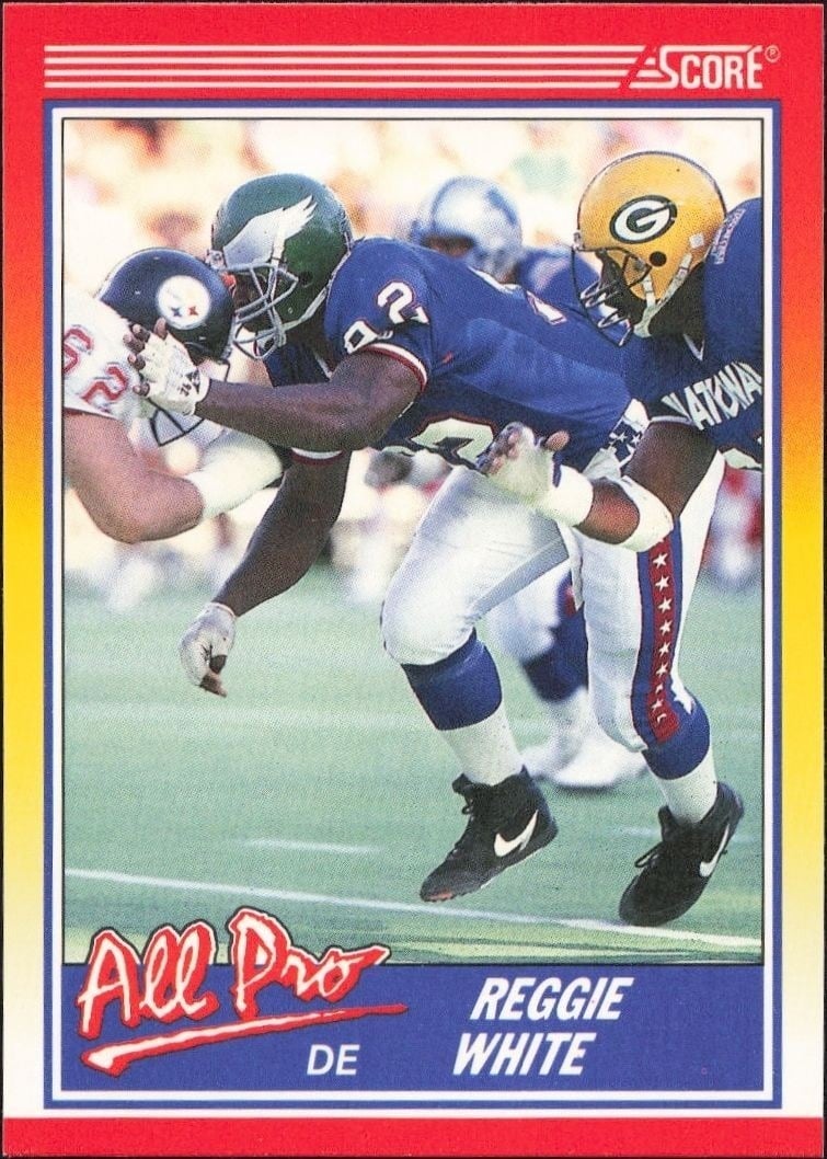 Reggie White 1990 Score White #574 Football Trading Card - Front 1990 Score White Reggie White #574 football trading card front