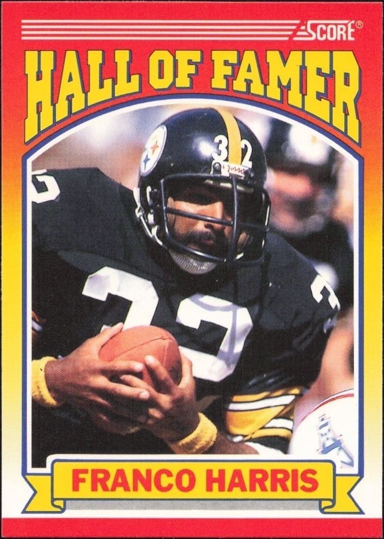Franco Harris 1990 Score #595 Football Trading Card - Front 1990 Score Franco Harris #595 football trading card front