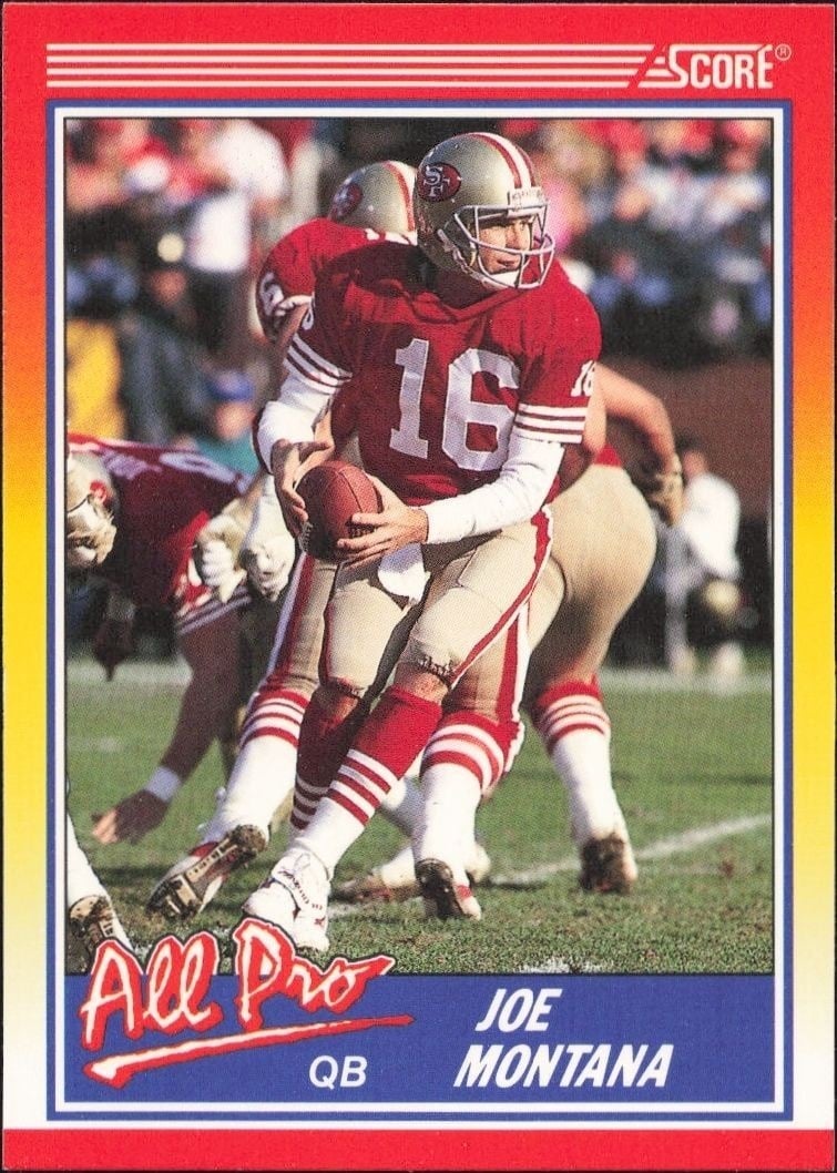 Joe Montana 1990 Score #582 Football Trading Card - Front 1990 Score Joe Montana #582 football trading card front