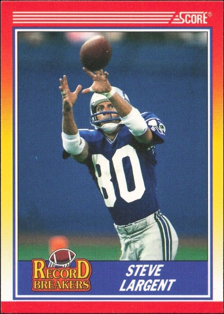 Steve Largent 1990 Score #592 Football Trading Card - Front 1990 Score Steve Largent #592 football trading card front