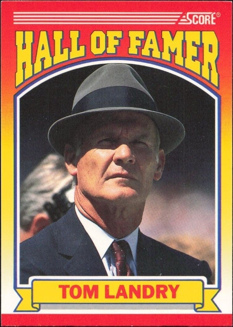 Tom Landry 1990 Score #597 Football Trading Card - Front 1990 Score Tom Landry #597 football trading card front