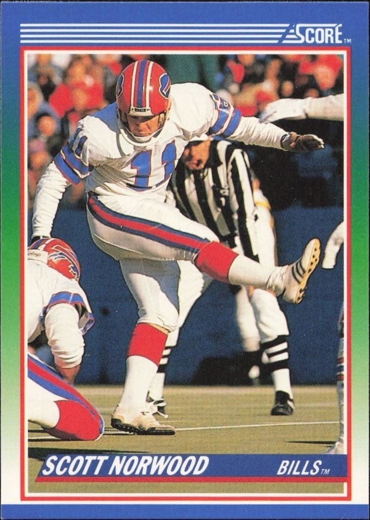 Scott Norwood 1990 Score #63 Football Trading Card - Front 1990 Score Scott Norwood #63 football trading card front